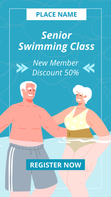 Senior Swimming Classes With Discount Instagram Video Story Modelo de Design