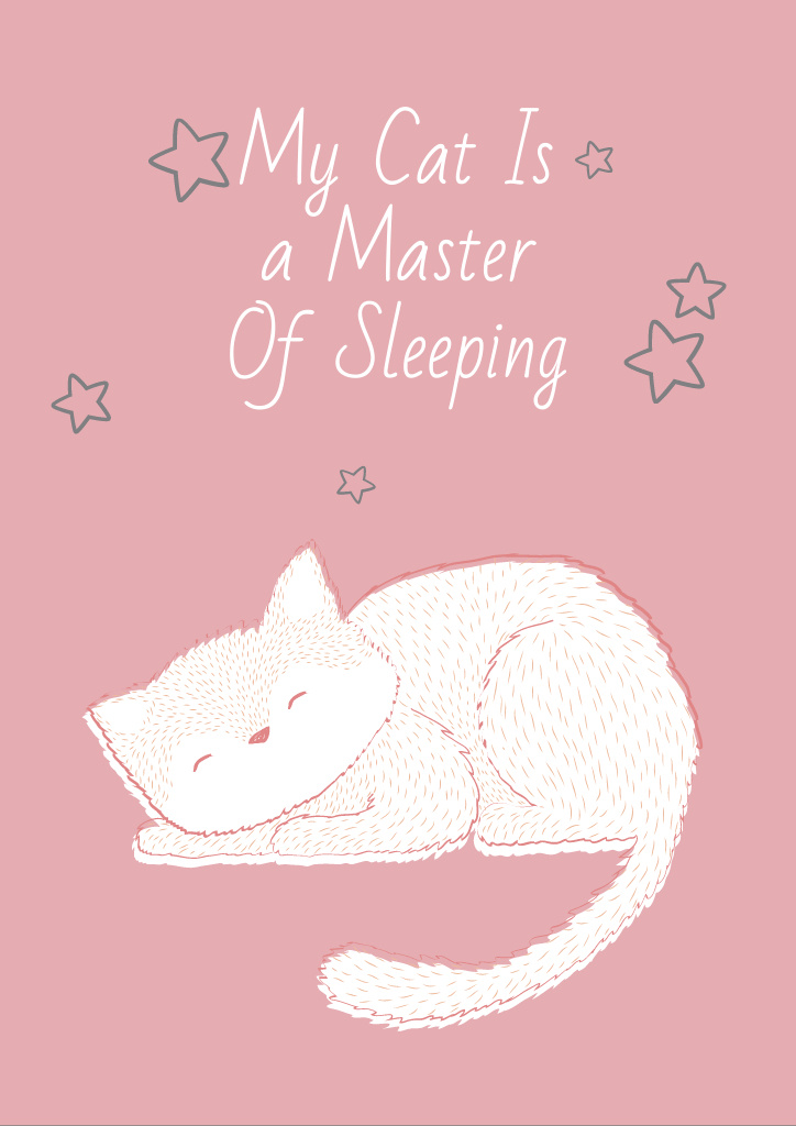 Illustration of Cute Sleeping Cat Flyer A4 Modelo de Design