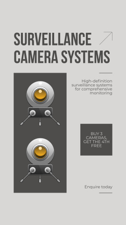 Biztonsági kamerák promóciója szürke színen Instagram Story tervezősablon