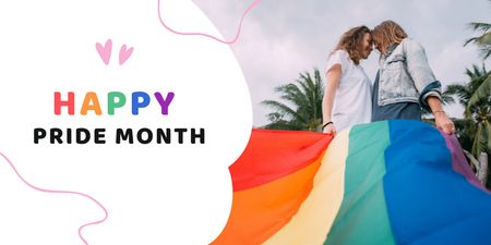 Ontwerpsjabloon van Twitter van Verbazingwekkende Pride-maandgroet met LGBTQ-vlag