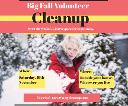 Ontwerpsjabloon van Large Rectangle van Winter Volunteer clean up