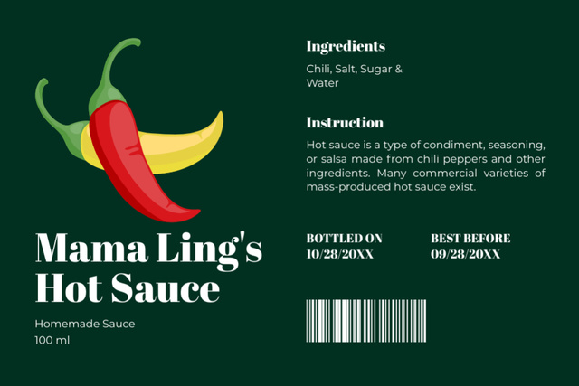 Hot Pepper Sauce Label Design Template