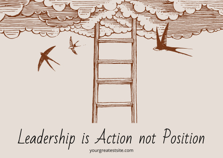 Leadership is action not position Citation Poster B2 Horizontal Design Template