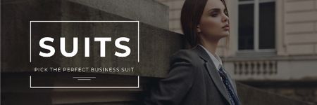 Business suits sale with Stylish Woman Email header Šablona návrhu