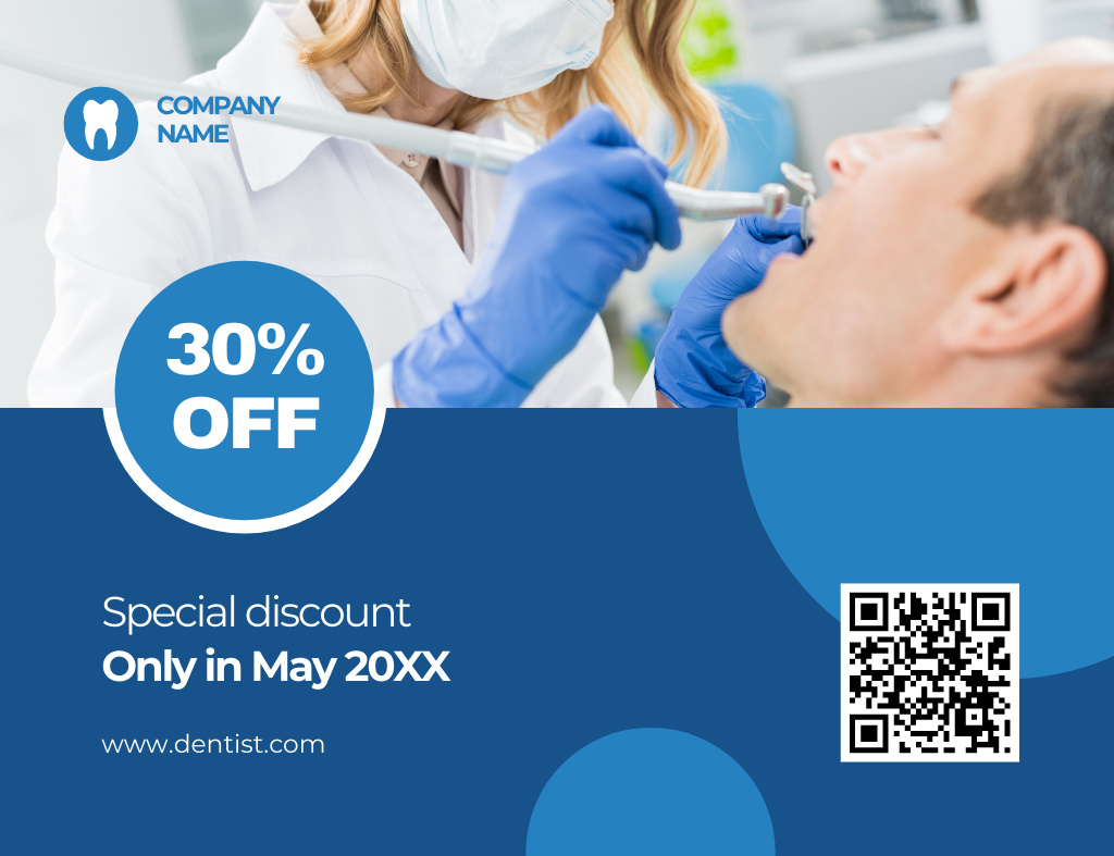 Special Discount on Dental Services Thank You Card 5.5x4in Horizontal Design Template
