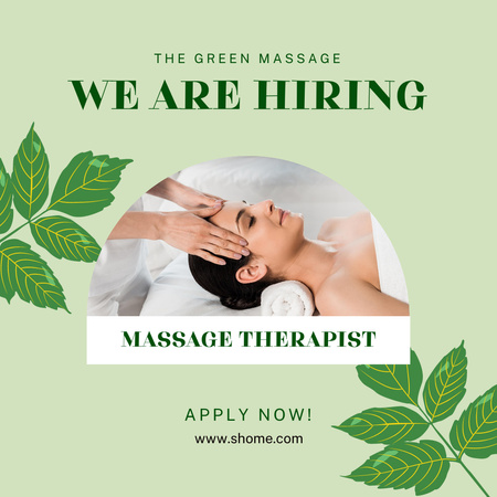Announcement of Search for Massage Therapist Instagram Modelo de Design