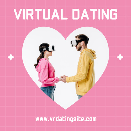 Virtual Dating Ad with Couple Meeting at Metaverse Instagram Design Template