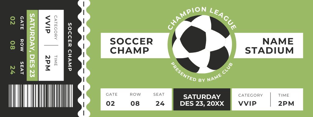 Template di design Soccer Match Announcement with Ball in Green Coupon