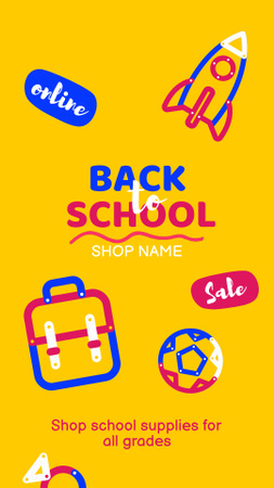 Bright Announcement of Back to School Sale Instagram Video Story – шаблон для дизайну
