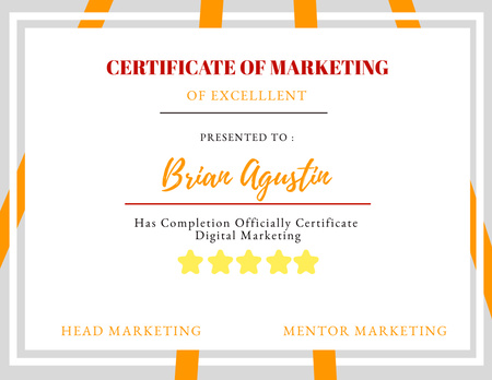 Exemplary Recognition for Marketing Achievement Certificate Design Template