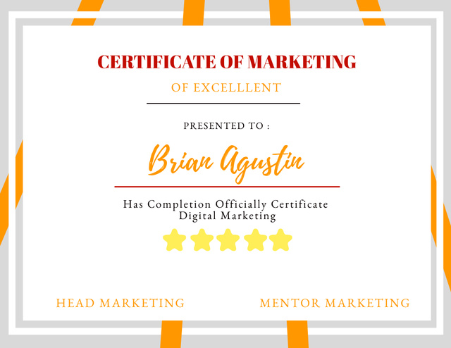 Plantilla de diseño de Exemplary Recognition for Marketing Achievement Certificate 