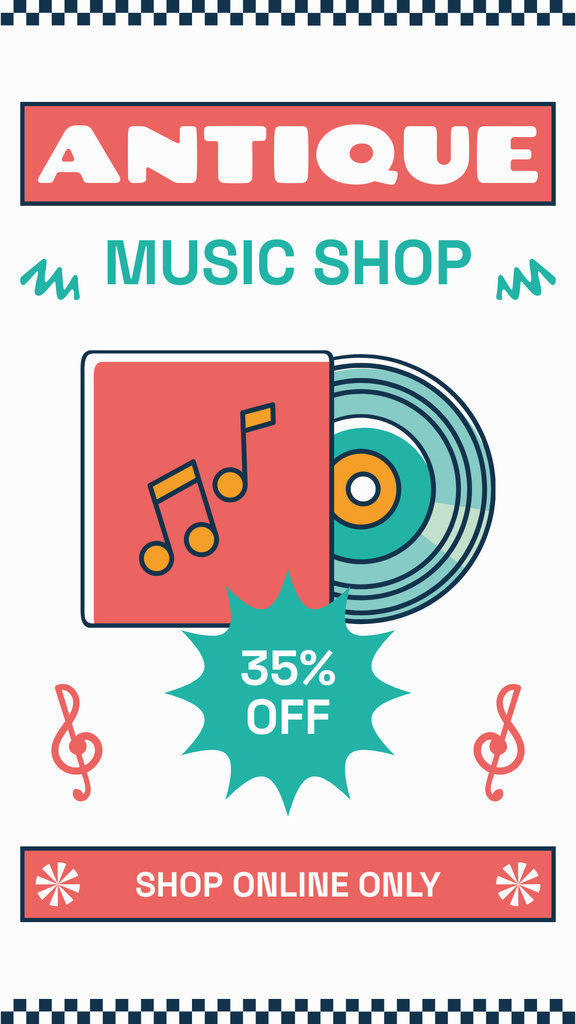 Modèle de visuel Antique Music Store Stuff With Discount - Instagram Story