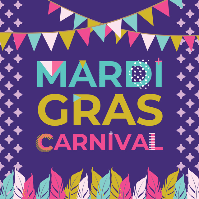 Ontwerpsjabloon van Instagram van Mardi Gras carnival Announcement