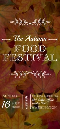 Autumn food Festival ad on Yellow Leaves Flyer DIN Large Design Template