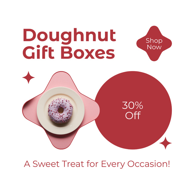 Ad of Doughnut Gift Boxes with Discount Instagram Design Template