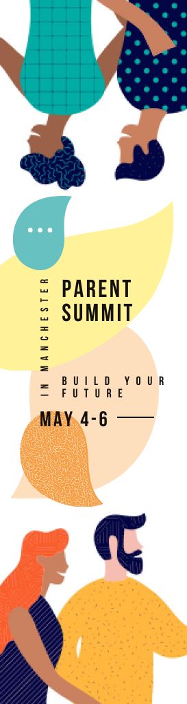 Parent Summit Invitation with People with Message Bubbles Skyscraper Design Template