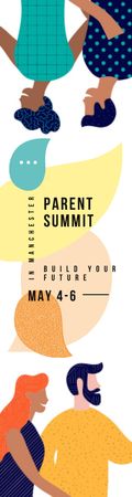 Parent Summit Invitation with People with Message Bubbles Skyscraper Modelo de Design