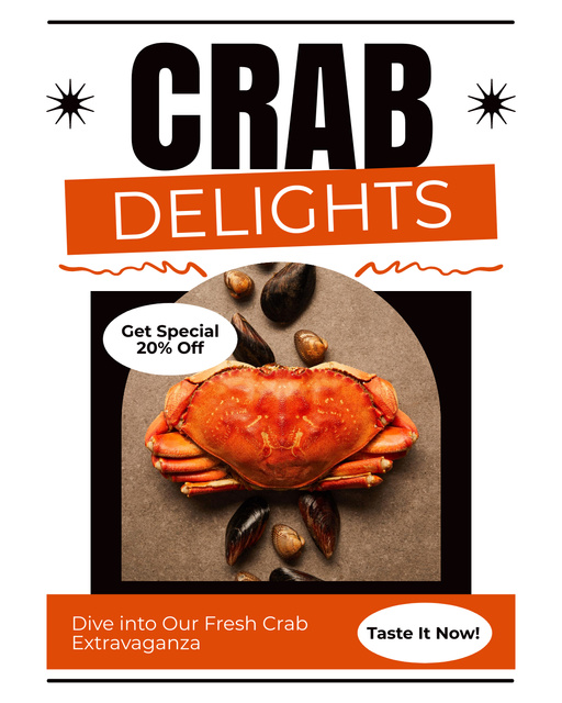 Template di design Offer of Delicious Crab Delights Instagram Post Vertical