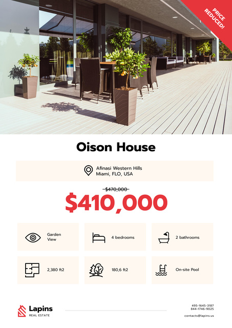 Designvorlage Modern House Promotion With Reduced Price für Poster