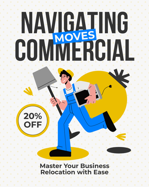 Designvorlage Services of Navigating Commercial Moves für Instagram Post Vertical
