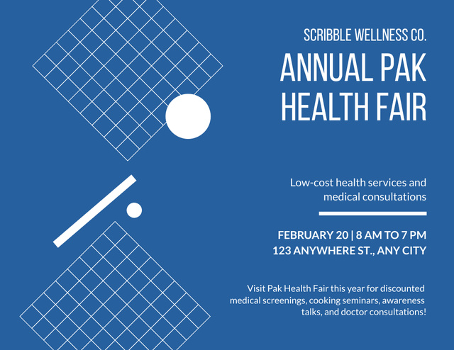 Annual Wellness Fair And Healthcare Screenings Flyer 8.5x11in Horizontal Design Template
