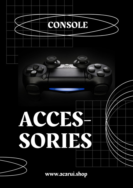 Plantilla de diseño de Ad of Gaming Gear with Black Console Poster B2 