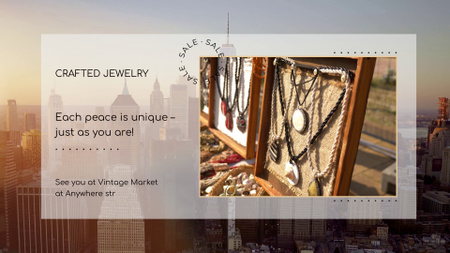 Designvorlage Crafted Jewelry Vintage Market Ankündigung für Full HD video