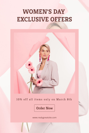 Exclusive Offers Announcement on International Women's day Pinterest Design Template