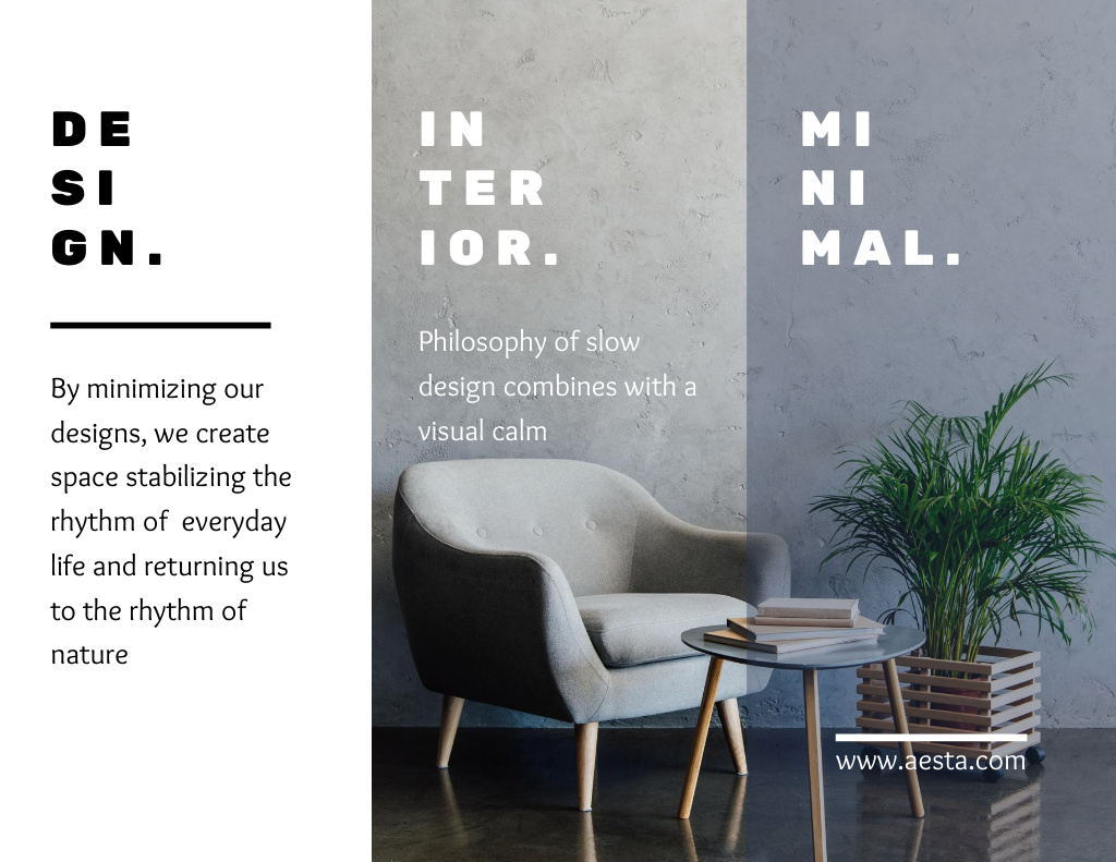 Szablon projektu Minimalistic Home Interior Offer With Glass Table Brochure 8.5x11in Z-fold