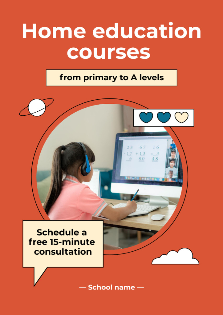 Pupil on Home Education Courses Poster A3 Design Template