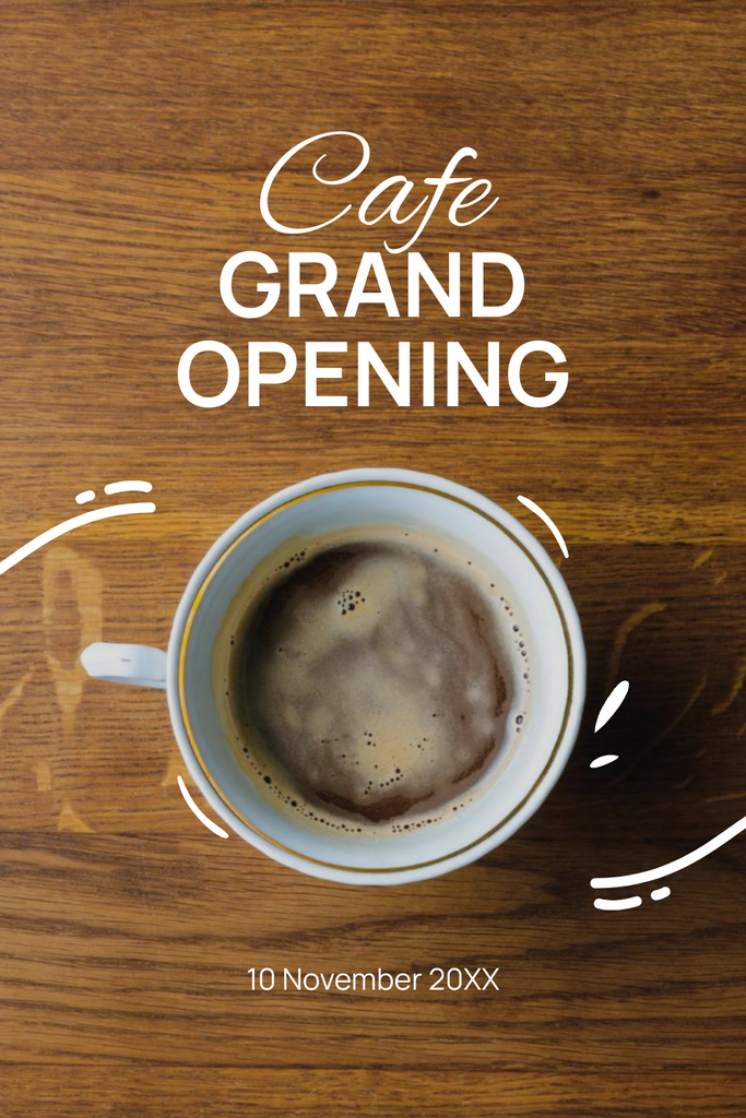Modèle de visuel Cafe Opening Ceremony With Bold Coffee In November - Pinterest