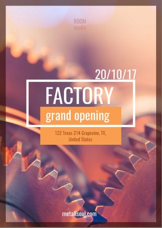 Szablon projektu Factory Opening Announcement Mechanism Cogwheels Flayer