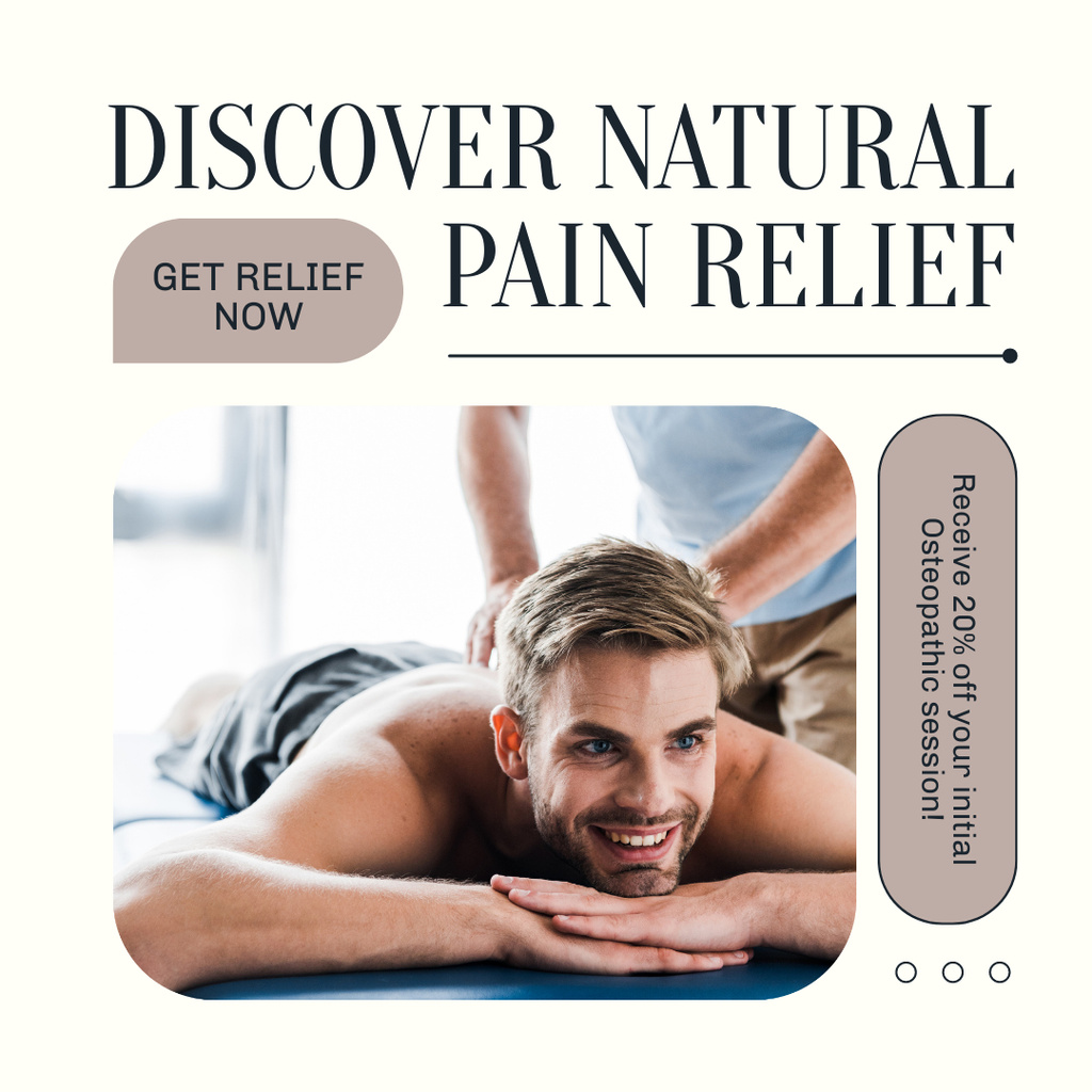 Modèle de visuel Natural Pain Relief With Osteopathy At Reduced Price - Instagram AD