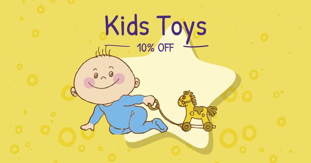 Ontwerpsjabloon van Facebook AD van Kids Toys Discount Offer with Funny Newborn