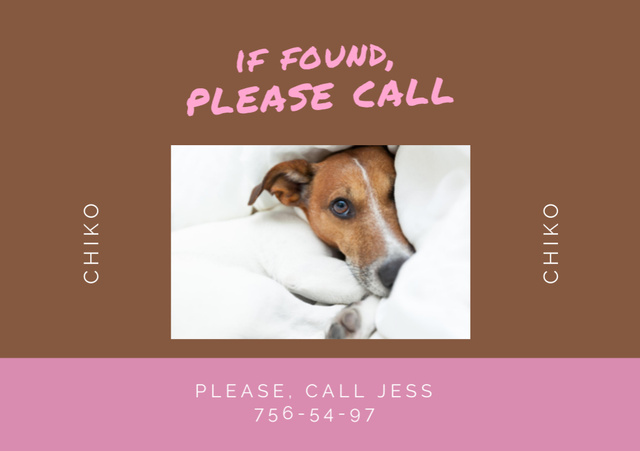 Info about Lost Dog with Jack Russell Puppy Flyer A5 Horizontal Design Template