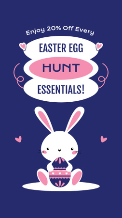 Easter Egg Hunt with Cute White Bunny Instagram Story Design Template