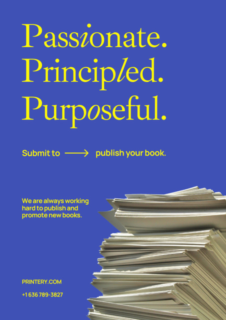 Books Publishing Offer on Blue Poster A3 tervezősablon