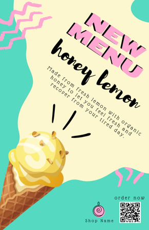 Honey Lemon Ice Cream Offer Recipe Card Design Template