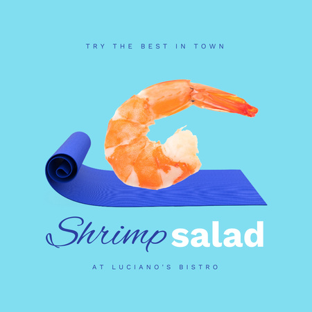 Funny Shrimp on Yoga Mat Animated Post Design Template