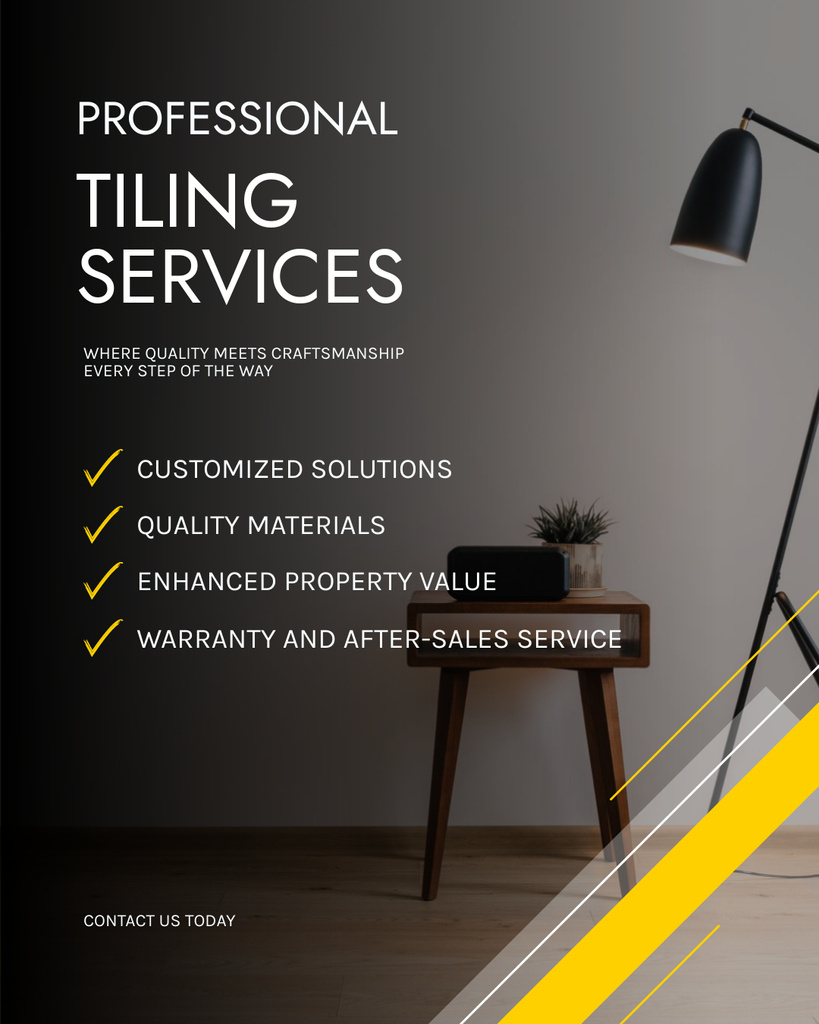 Excellent Tiling Service With Options And Warranty Instagram Post Vertical – шаблон для дизайна