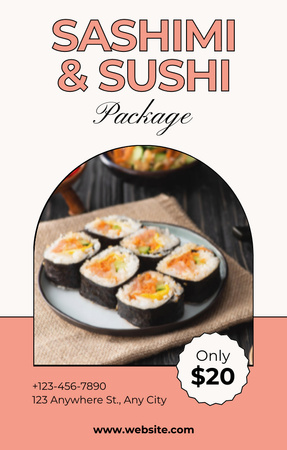 Sashimi and Sushi Discount Invitation 4.6x7.2in Design Template