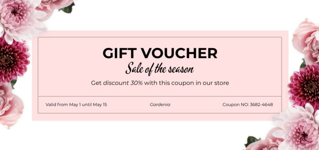 Tender Flowers Sale Offer in Pink Coupon Din Large Design Template