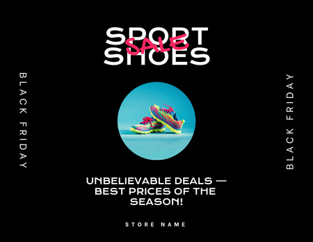 Sport Shoes Sale on Black Friday Flyer 8.5x11in Horizontal Design Template