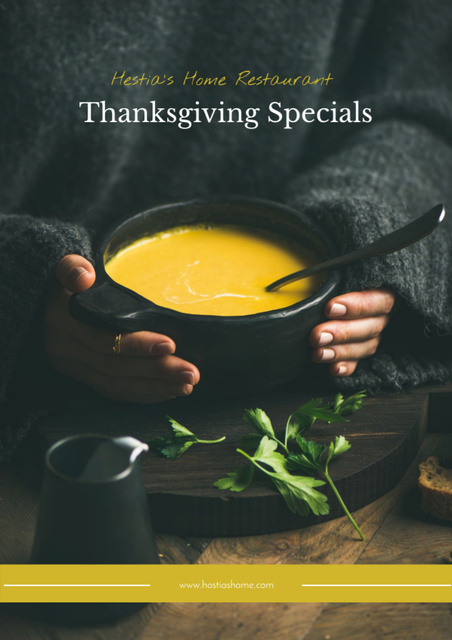 Thanksgiving Special Menu with Vegetable Soup Flyer A4 Design Template