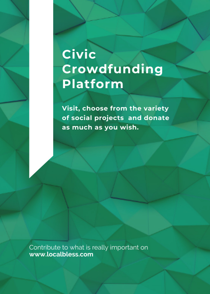 Ontwerpsjabloon van Postcard 5x7in Vertical van Crowdfunding Platform Ad With Geometrical Green Pattern