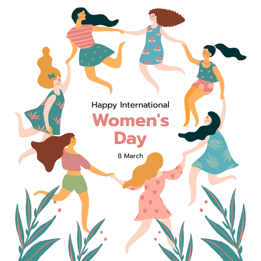 International Women's Day Greeting with Happy Dancing Women Online ...