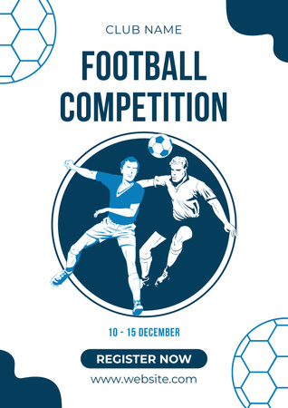 Football Competition Ad with Football Players Poster Design Template