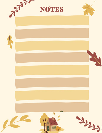 Template di design Agenda personale con foglie d'autunno Notepad 107x139mm