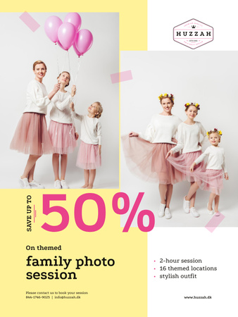 Modèle de visuel Family Photo Session Offer Mother with Daughters - Poster US