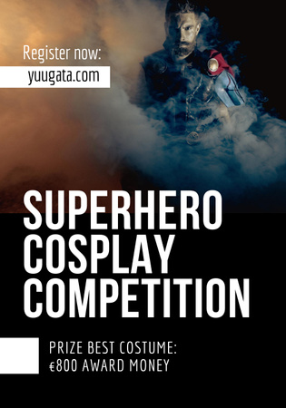 Dynamic Superhero Cosplay Competition Announcement Poster 28x40in Design Template